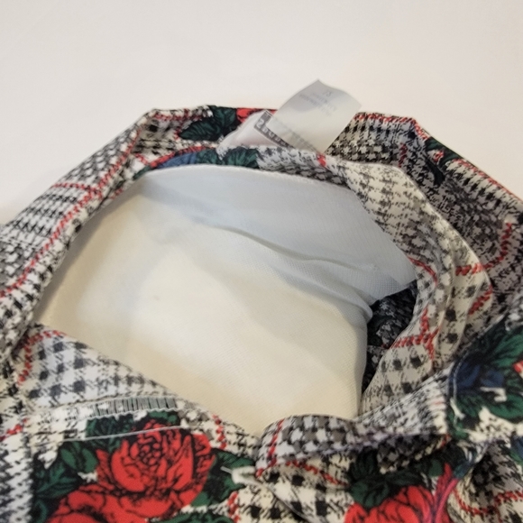 Vintage Leslie Fay Sportswear Floral Gingham Puff Sleeve Tie Button Up Top NWT! - Picture 12 of 15